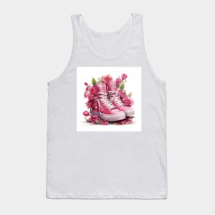 Sneakers With Pink Flowers Watercolour Painting Tank Top